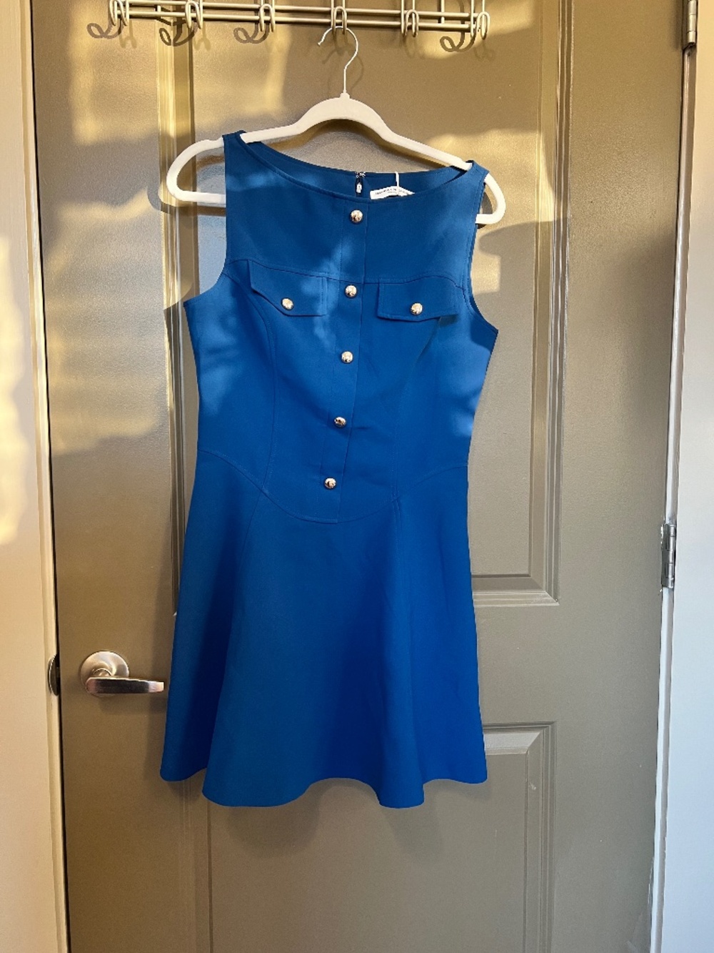 Amanda Uprichard Blue Button Front Mini Dress Size Medium NWT